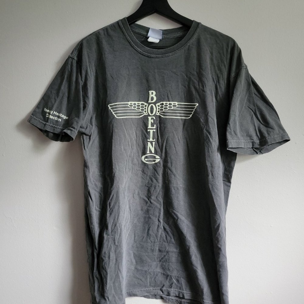 Boeing Heritage Collection Dark Gray & Tan Size Med/LG Short Sleeve Shirt